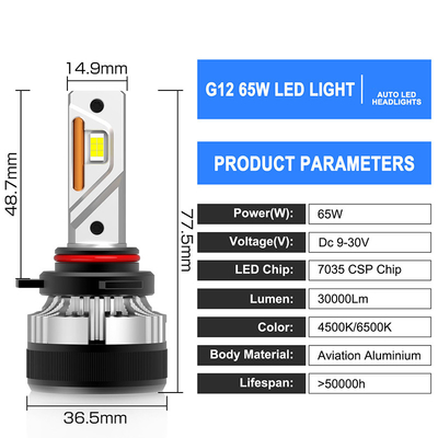 OEM 7035 CSP LED G12W H1 H7 H11 H13 9005 9006 9007 H4 9012 Scheinwerferlampe 30000LM mit Lüfter