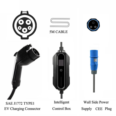 Schwarzer Elektroauto-Haus-Portable Wallbox 10A 16A 20A 24A 32A Ev-Ladegerät zum Ersetzen/Reparatur