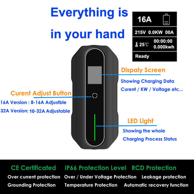 Elektroauto-Ladestation für Batterien Portable EV-Ladegerät Modus 2 IEC 62196 Fast AC 8A-16A