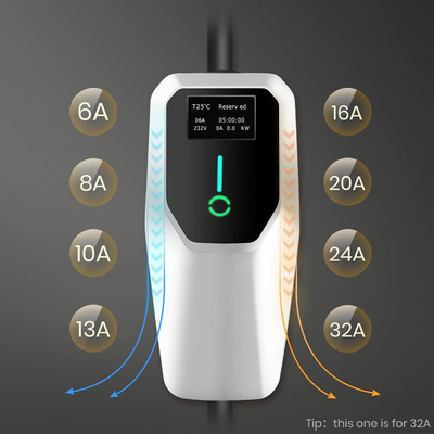 Einphasiges tragbares EV-Ladegerät mit Ausgangsstrom 6A-8A-10A-13A-16A-20A-24A-32A